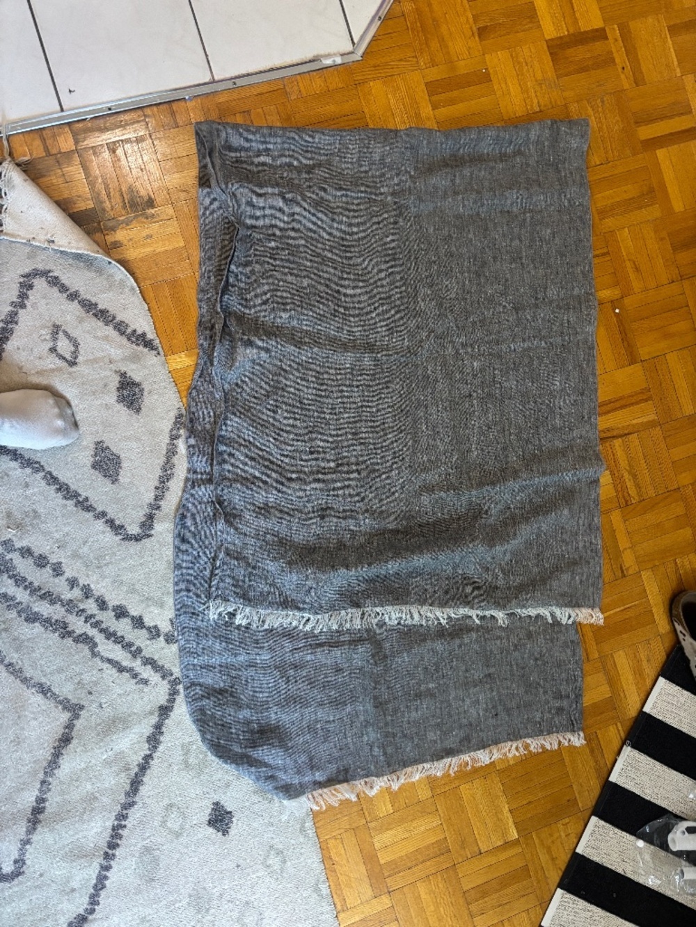 Linen blackish denim like scarf * accepting offers